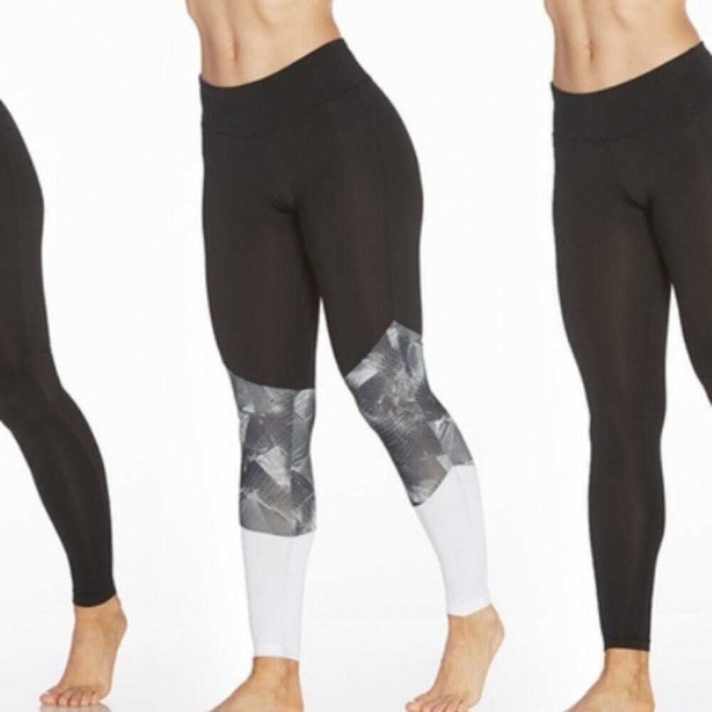 Bally Total Fitness Womens Black White Colorblock Graphic Leggings Size M